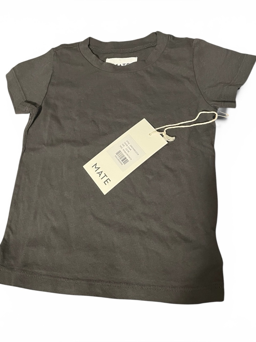 MATE the Label Mini Organic Cotton Classic Crewneck Tee in charcoal size 12/18mo